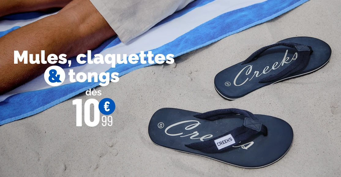 Mules, claquette & tongs Homme - La Halle