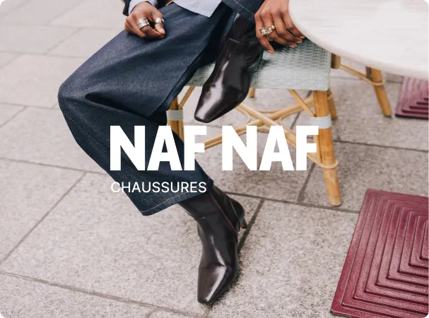 Chaussures noires NAF NAF portées avec un jean, collection chaussures