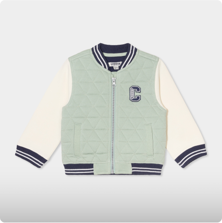 Gilet zippé matelassé col teddy Creeks vert pastel bébé garçon, CREEKS, 15,99€