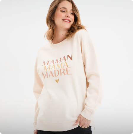 Sweat allaitement manches longues beige, LH MATERNITE, 22,99€