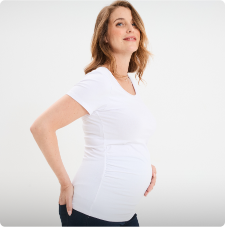 T-shirt grossesse manches courtes coton blanc femme maternité, LH MATERNITÉ, 9,99€