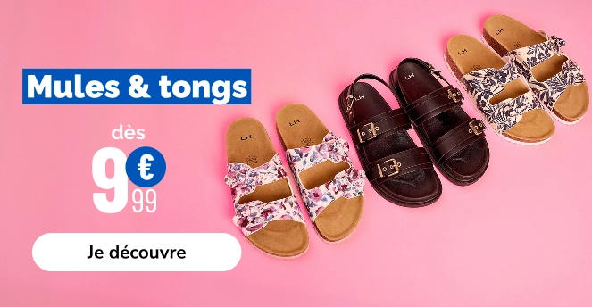 Mules et tongs femme - La Halle