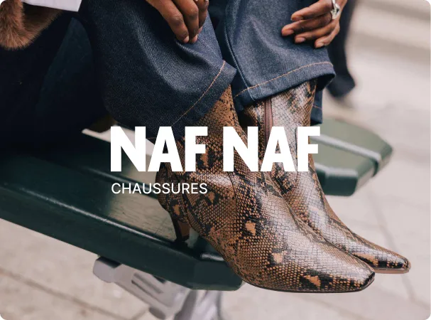 Chaussures noires NAF NAF portées avec un jean, collection chaussures