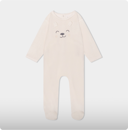 Pyjama dors-bien avec effet velours creme bébé, KIMBALOO, 9,99€