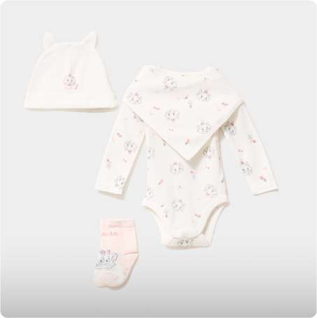 Ensemble naissance 4 pièces Aristochats blanc bébé, LES ARISTOCHATS, 15,99€