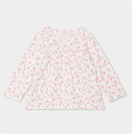 T-shirt manches longues col rond coton ecru bébé fille, LH, 4,99€