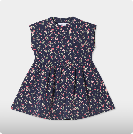 Robe patineuse manches courtes bleu marine bébé fille, LH, 6,99€