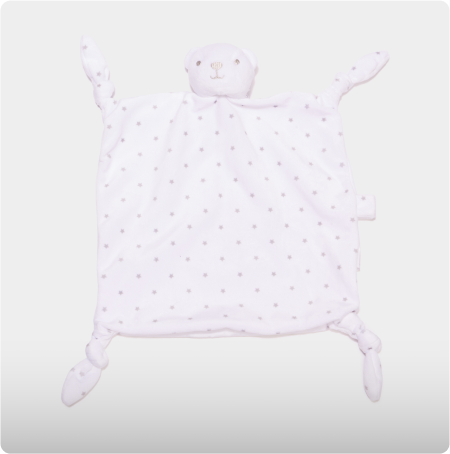 Doudou ours carré effet velours blanc bébé, KIMBALOO, 7,99€