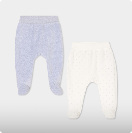 Lot 2 pantalons effet velours coton blanc bébé garçon, KIMBALOO, 9,99€