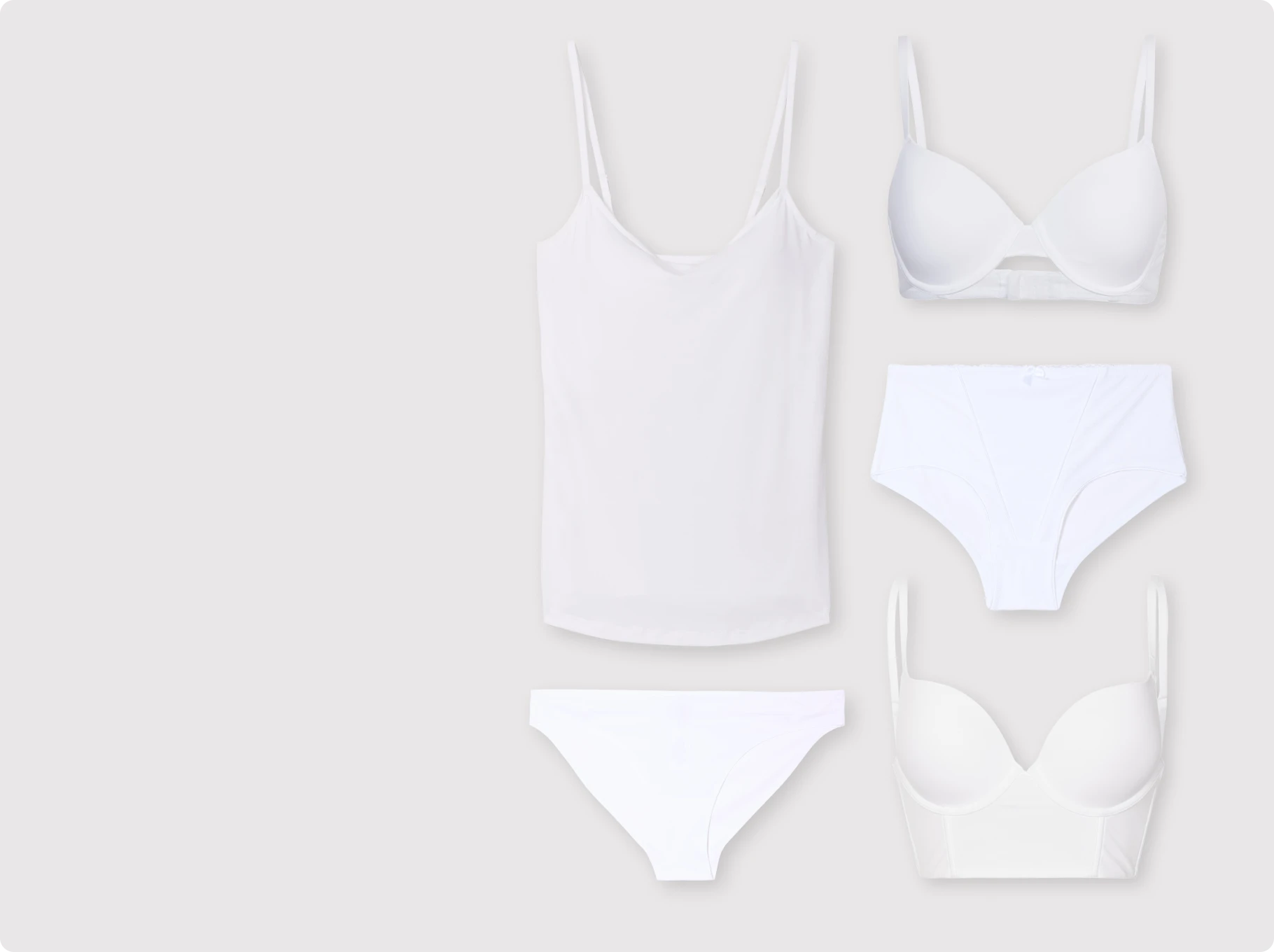 Lingerie invisible, disponible en blanc, beige ou noir