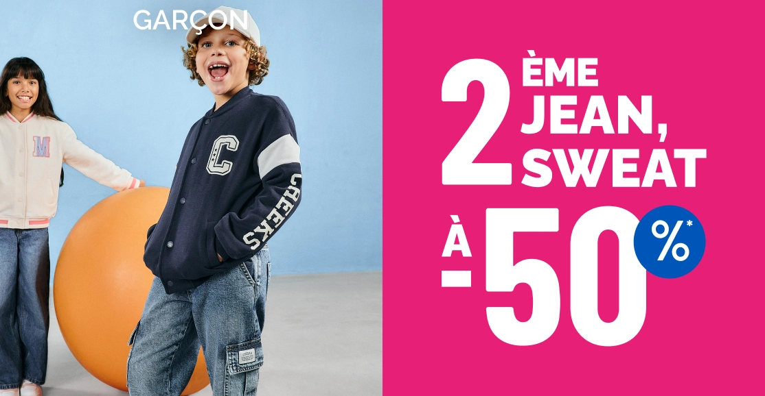  2eme jean, sweat à -50% Garçon - La Halle