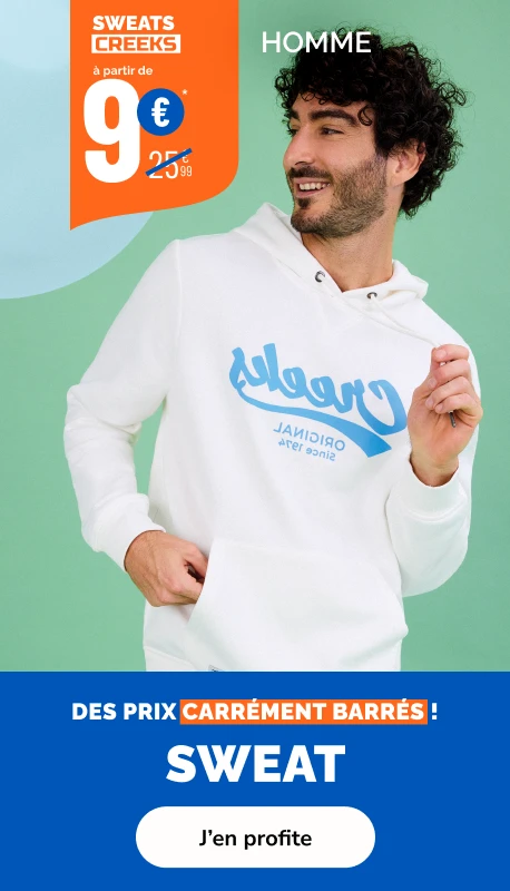 Prix carrément barrés sweat homme - La Halle 