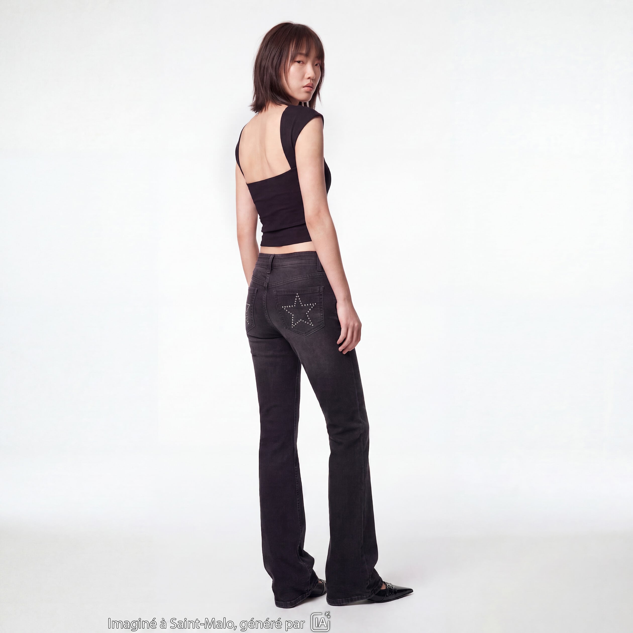 Jean Zoe bootcut taille basse denim noir