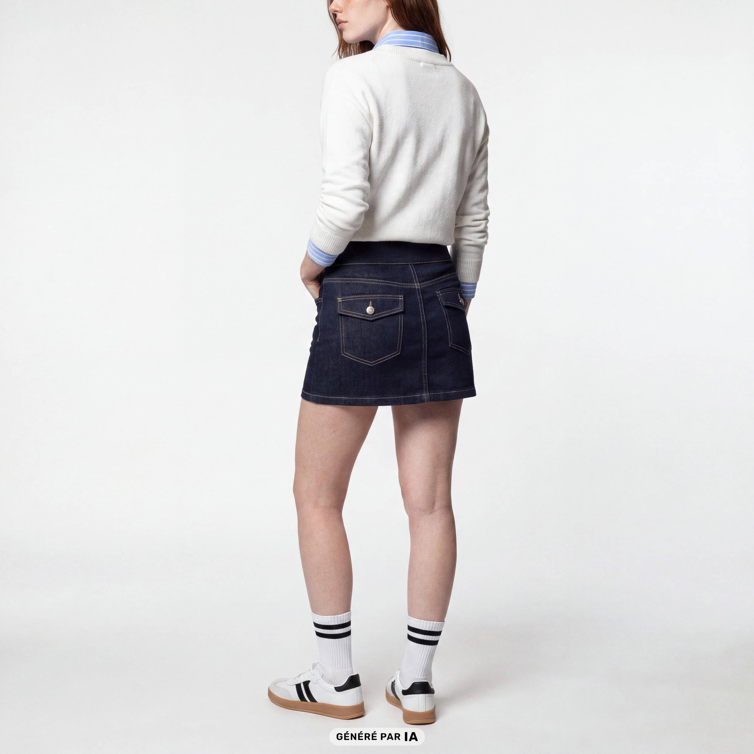 Jupe-short courte en jean denim brut