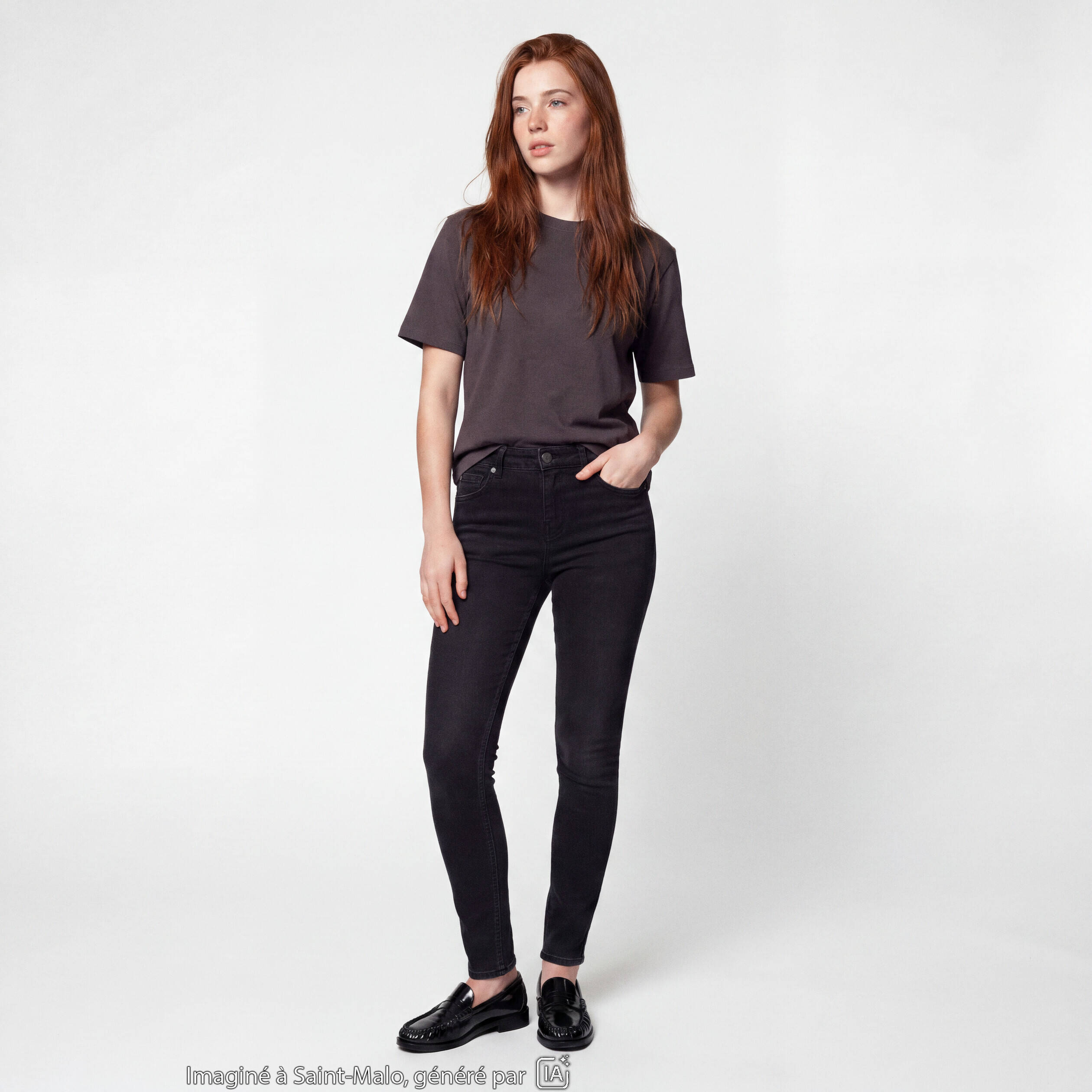 Jean Zoe skinny taille standard denim noir