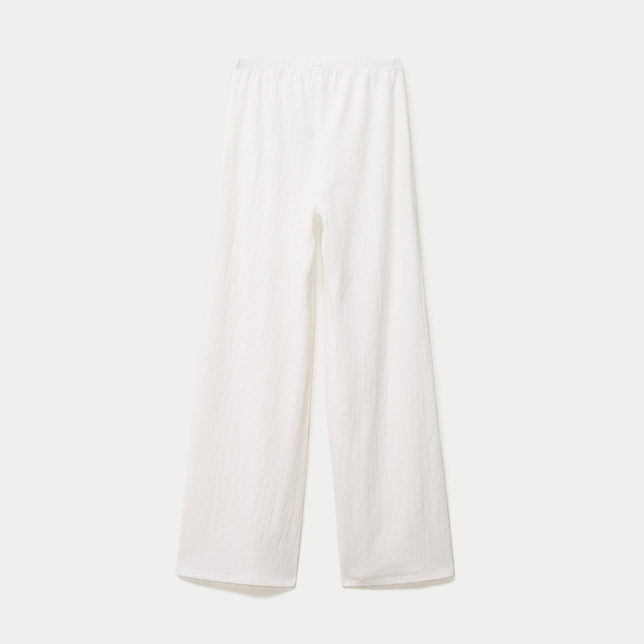 Pantalon large taille standard ecru