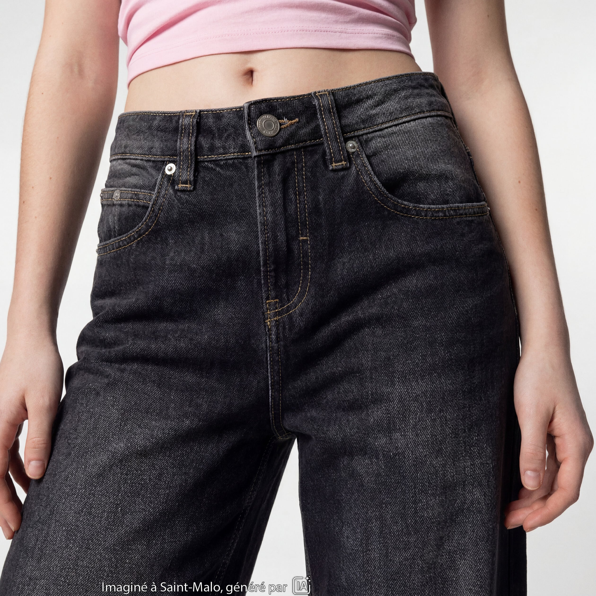 Jean Max loose taille basse denim noir