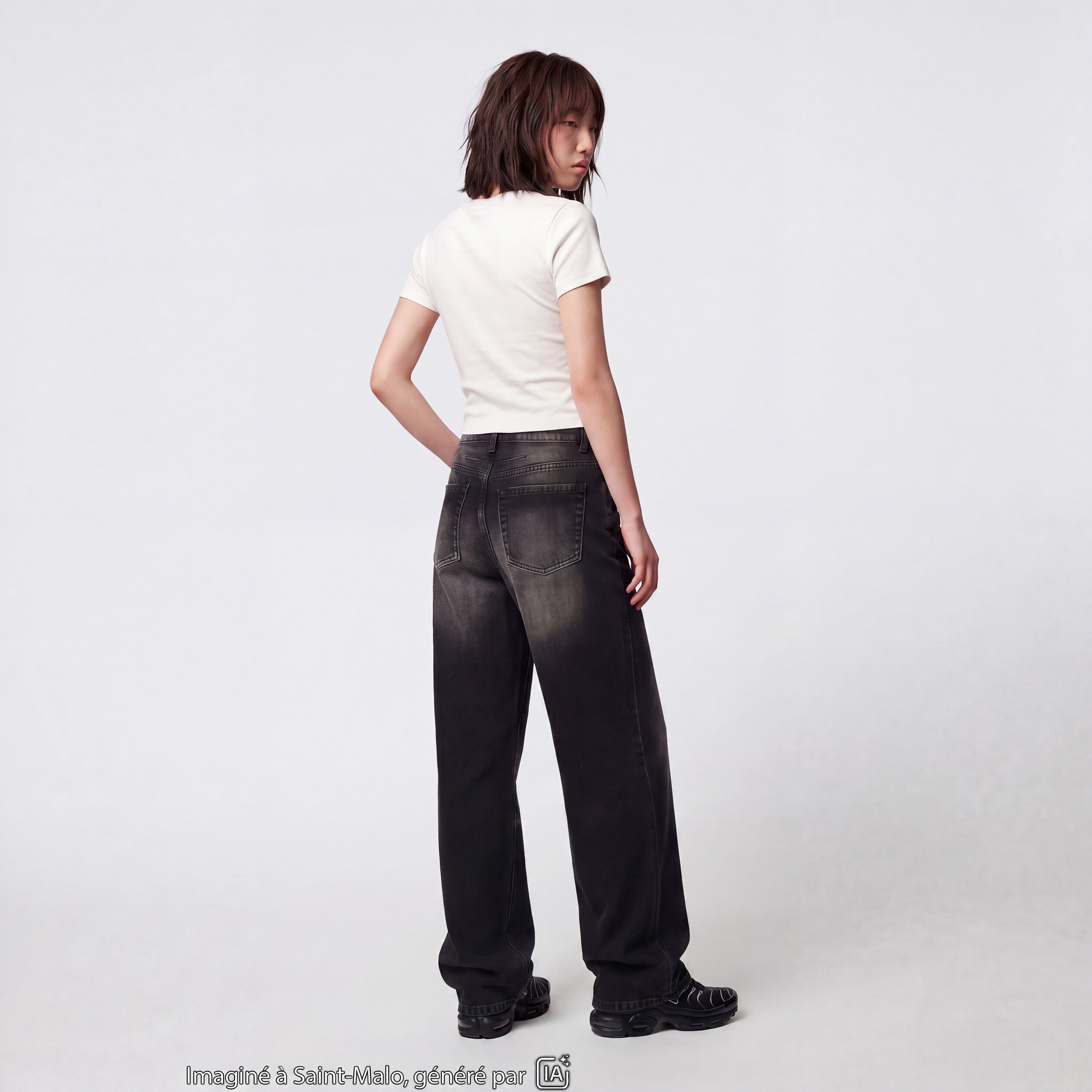 Jean Lenny wide leg taille basse denim noir