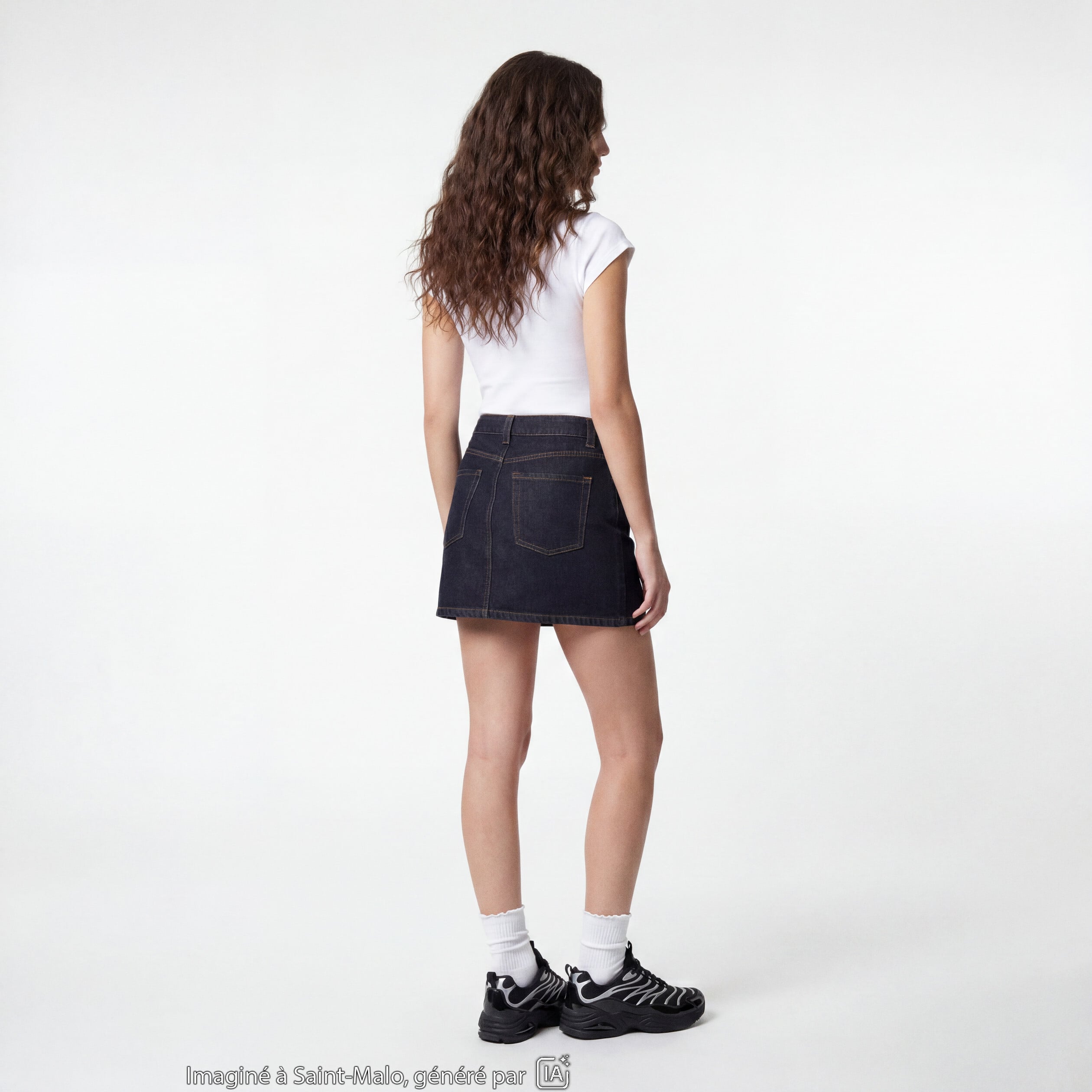 Jupe-short courte en jean denim noir