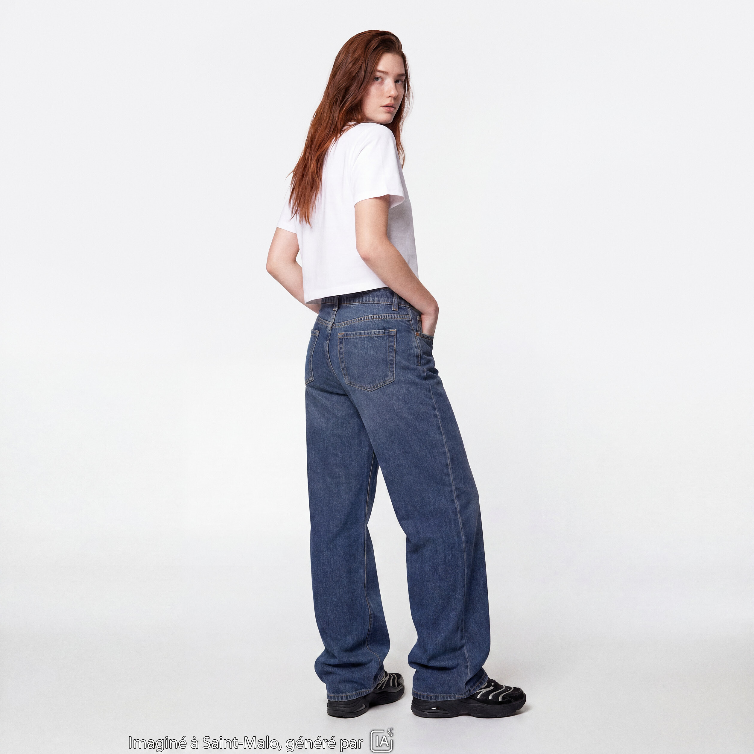 Jean Lenny wide leg taille basse bleu