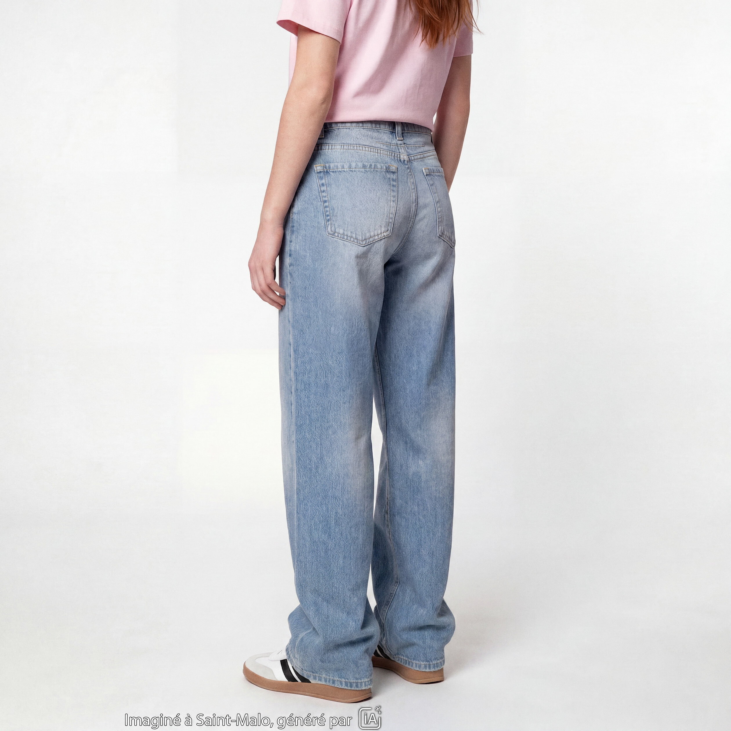 Jean Lenny wide leg taille basse denim double stone