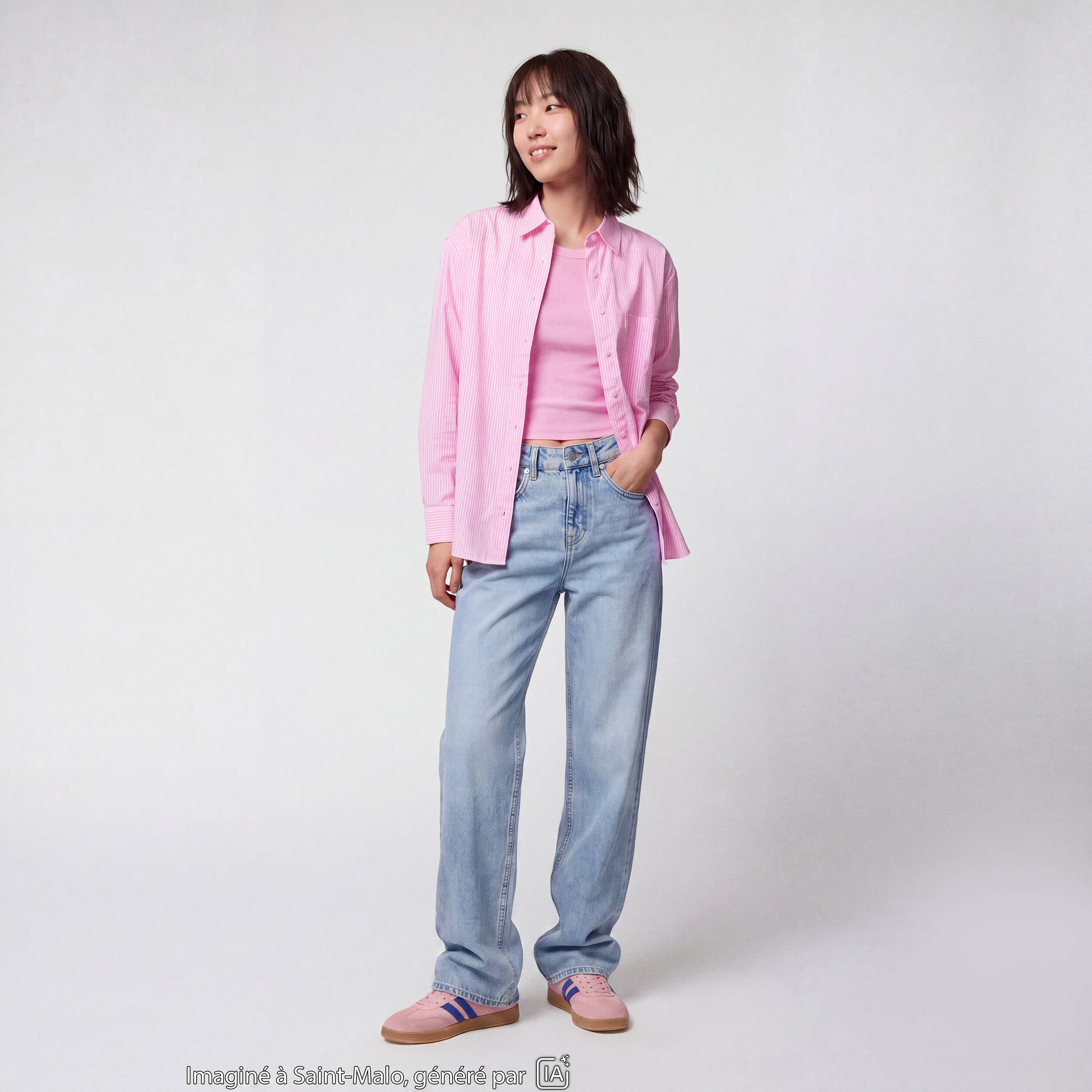 Jean Tom regular taille haute denim bleach