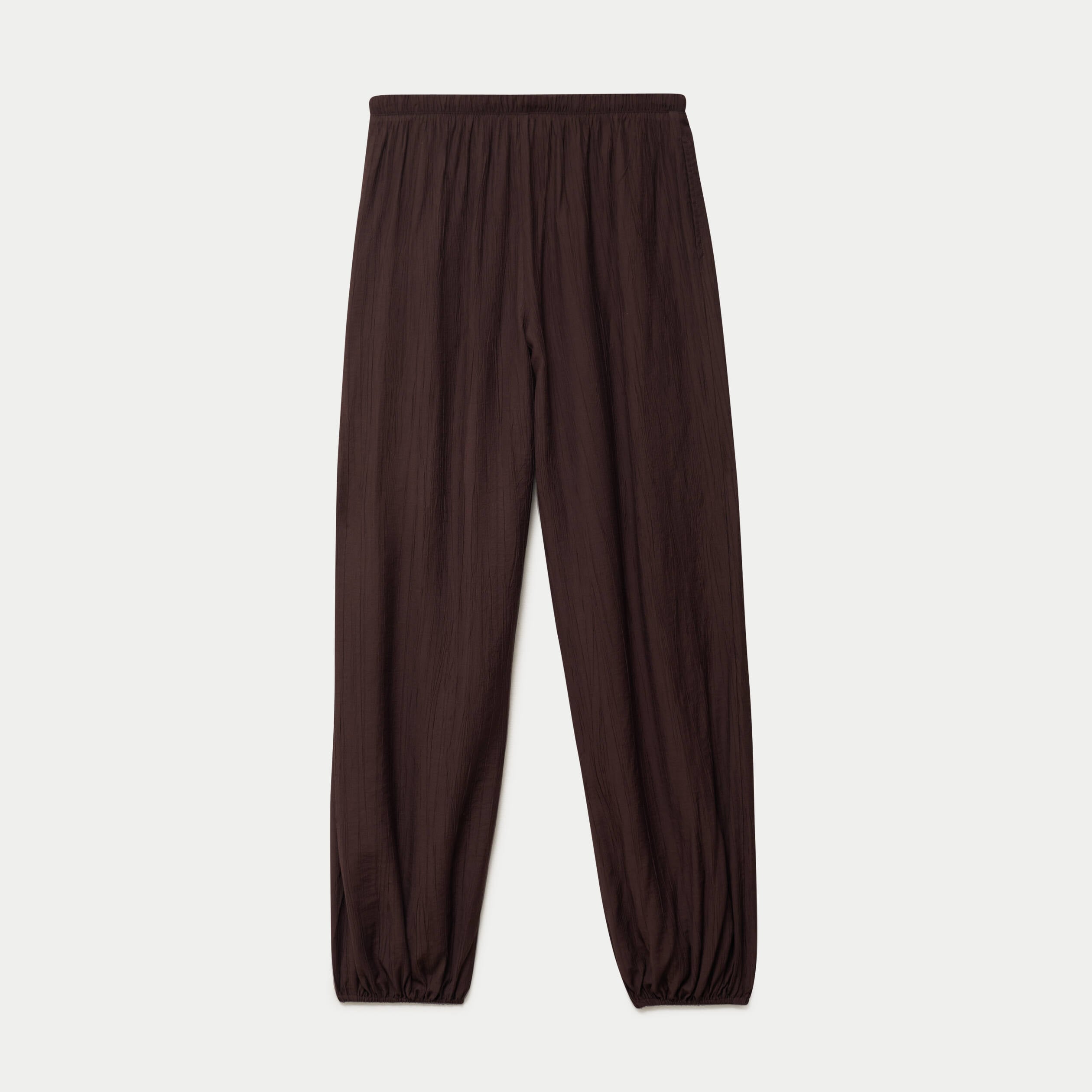 Pantalon large en cr&ecirc;pe taille standard marron fonc&eacute;