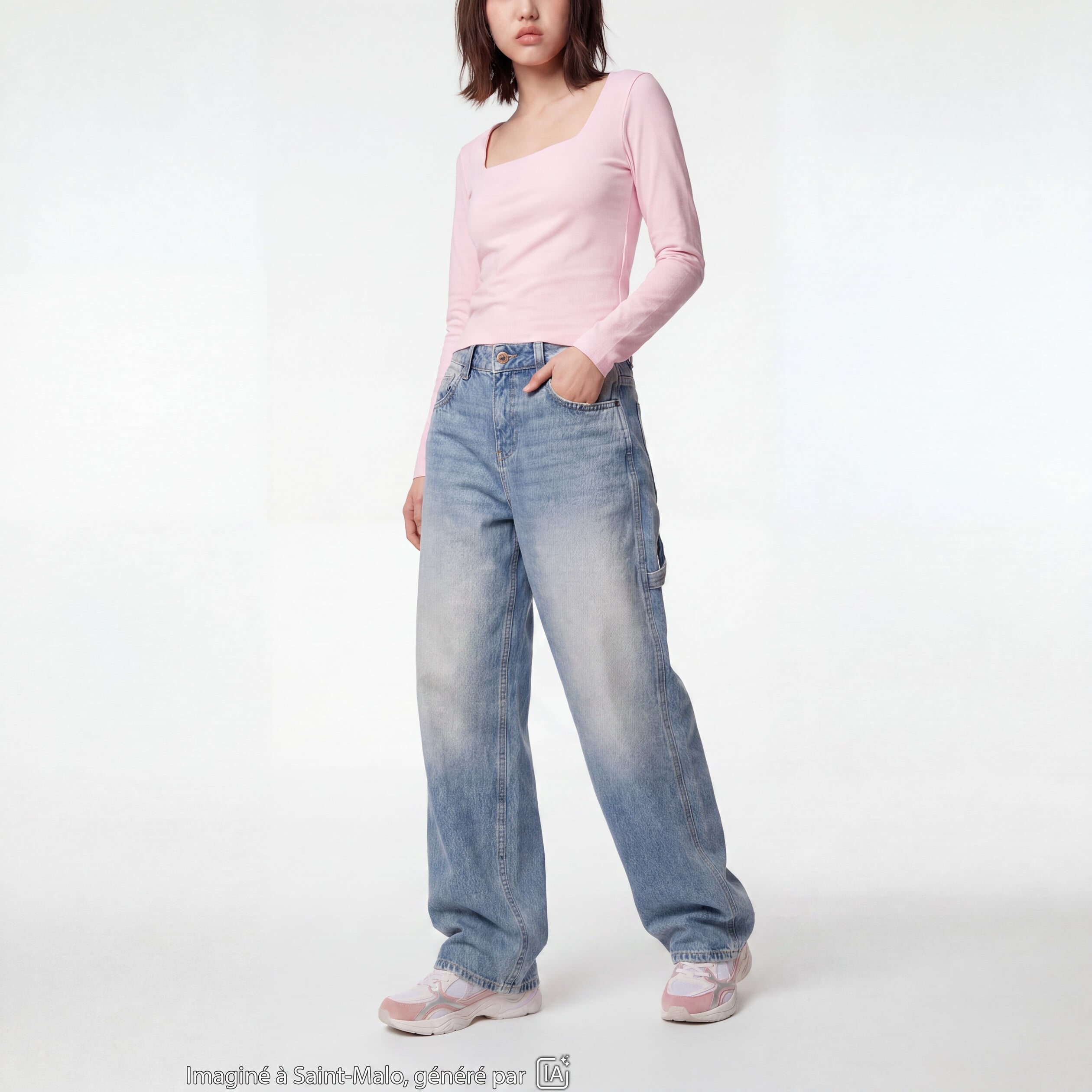 Jean Max loose taille standard denim bleach