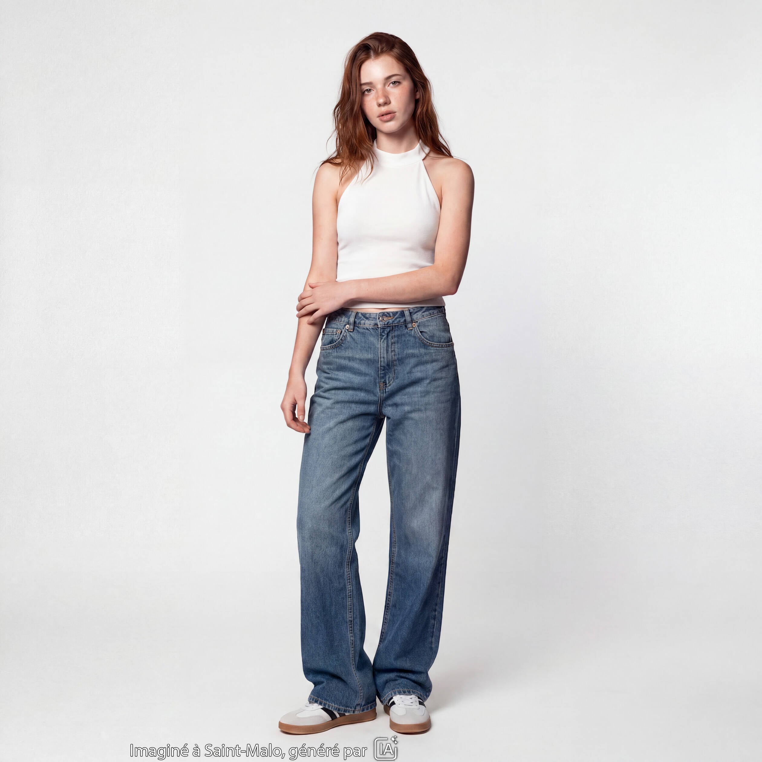 Jean Tom regular taille haute denim double stone