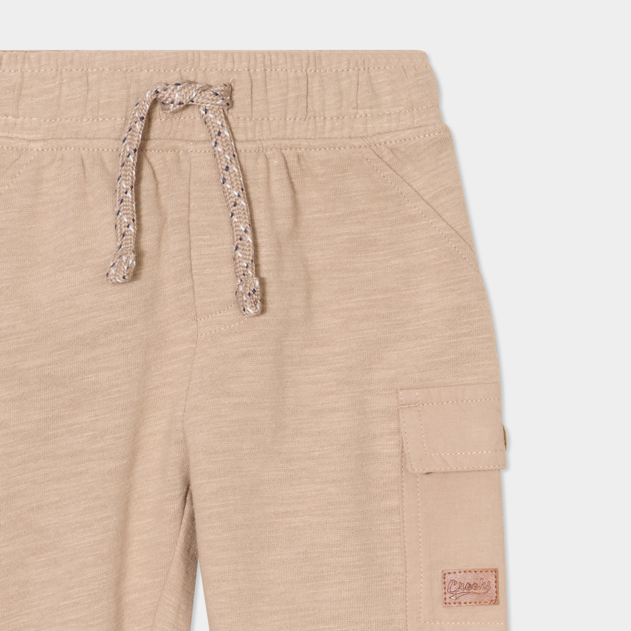 pantalon battle taille elastiquee coton sable bebeg Pantalon battle taille élastiquée coton sable bébé garçon