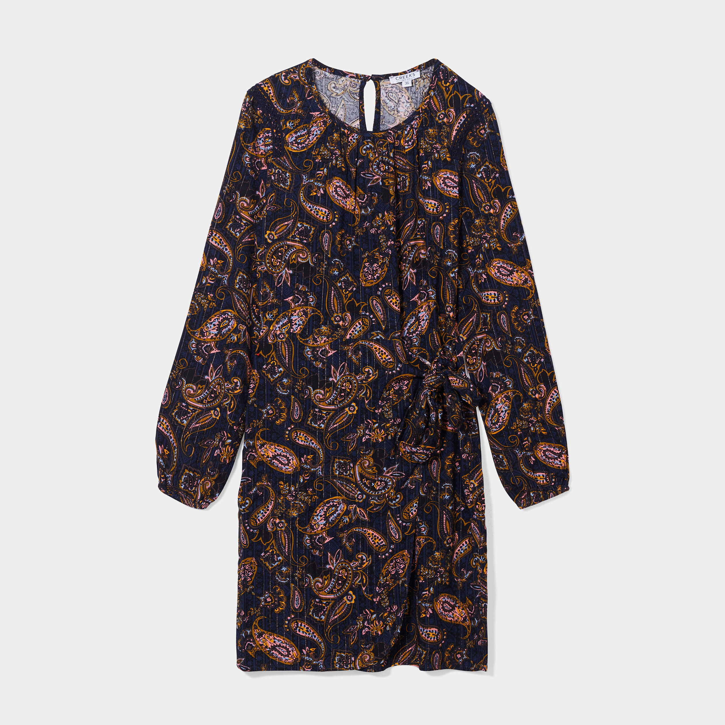 robe droite avec noeud a la taille bleu fonce femme Robe droite avec noeud à la taille bleu foncé femme