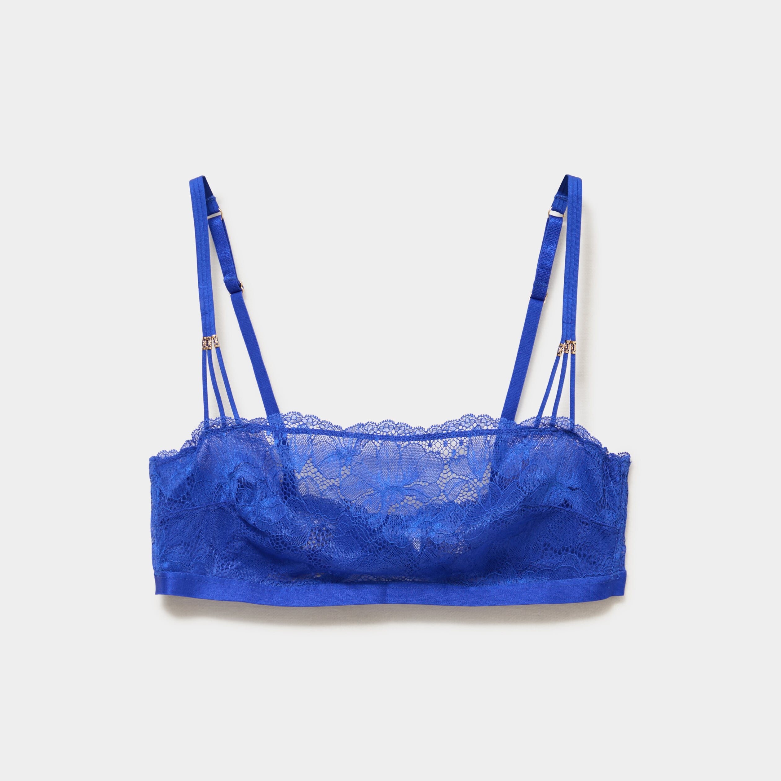 Soutien-gorge bandeau dentelle bleu electrique femme