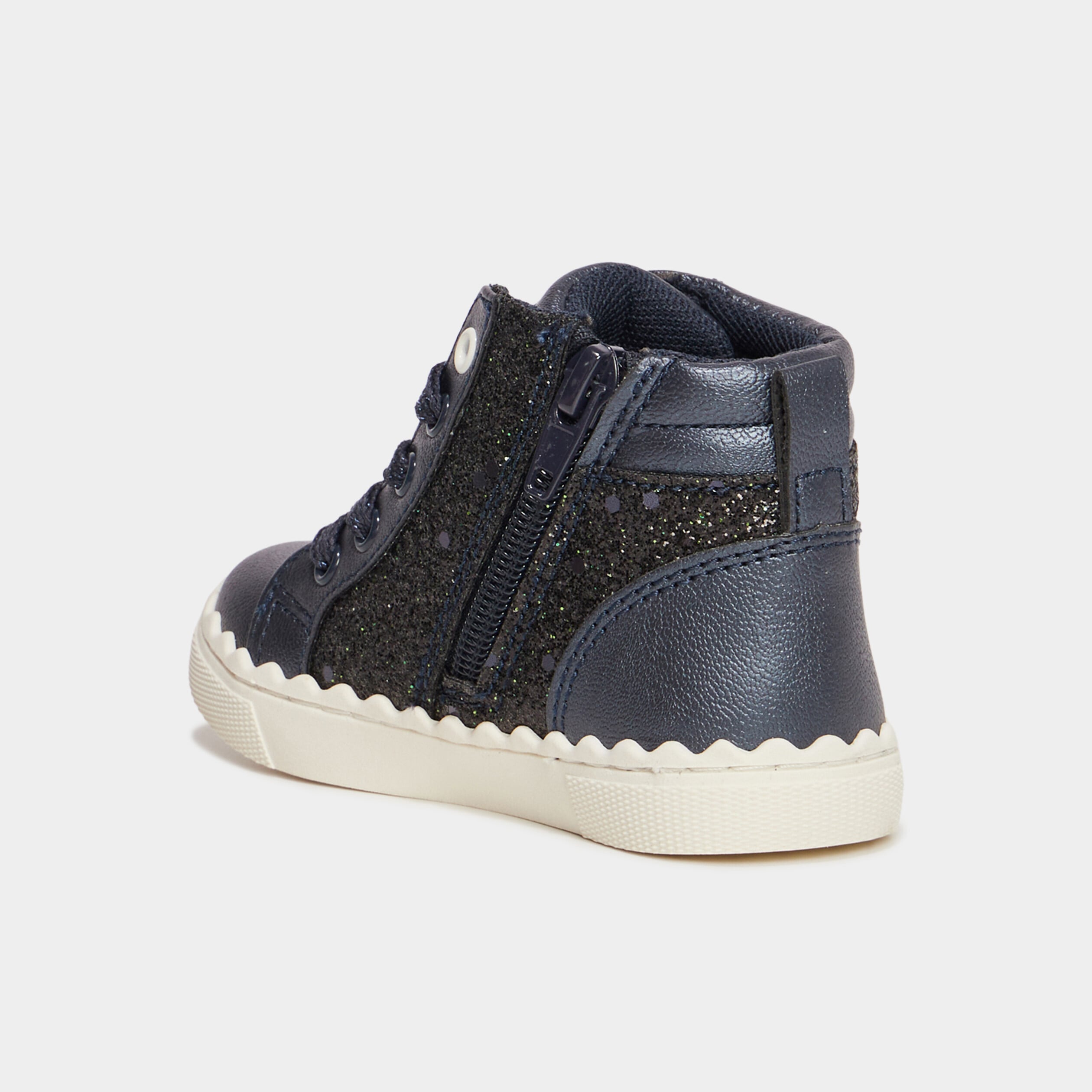 Baskets montantes zipp&eacute;es bleu marine b&eacute;b&eacute; fille