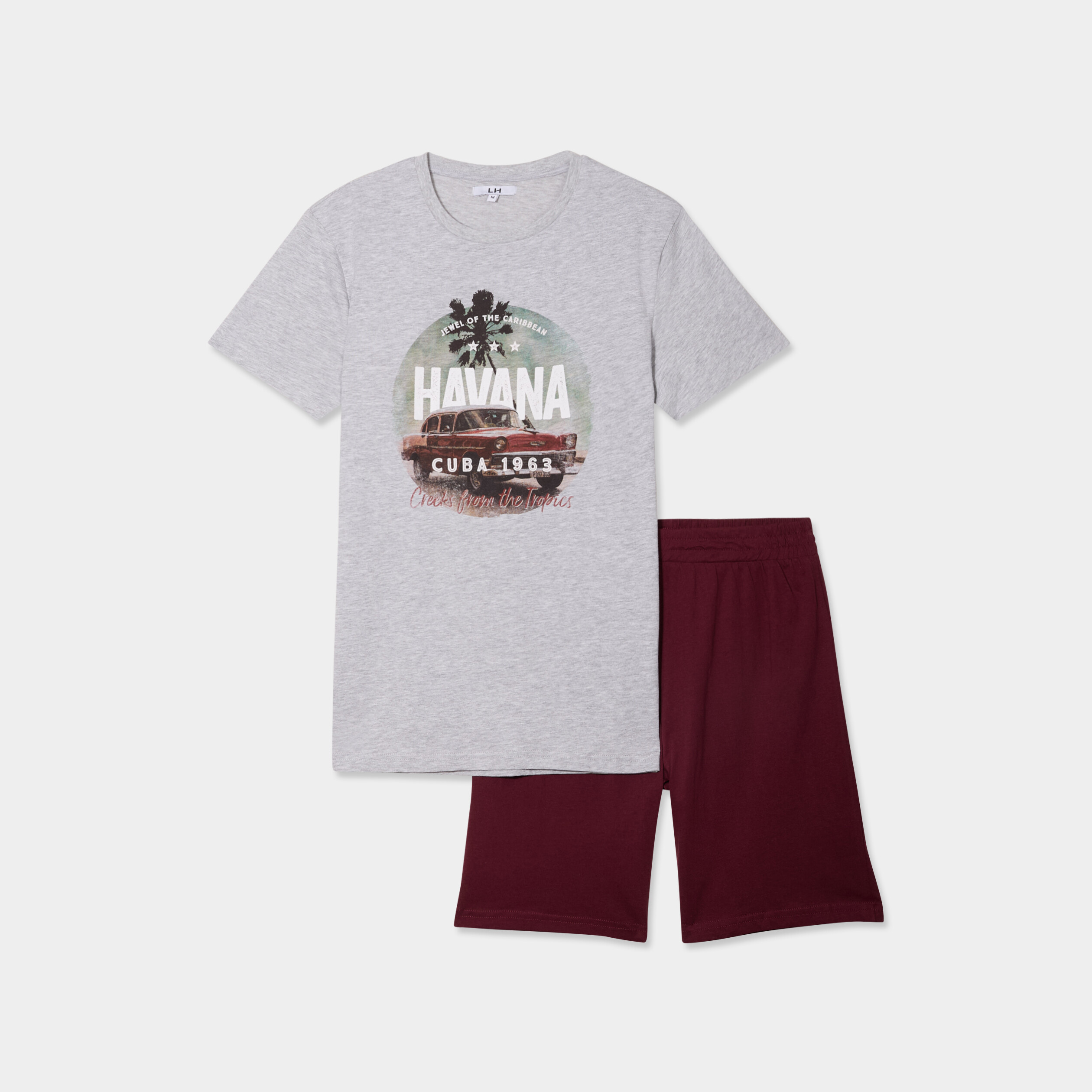 Ensemble pyjama short gris homme