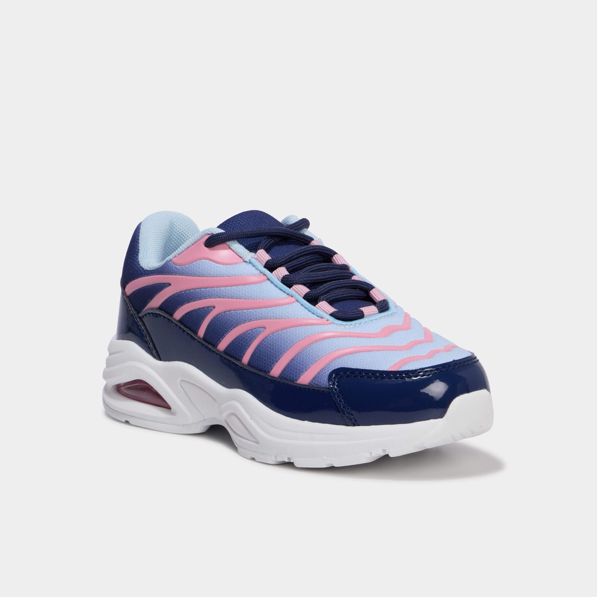 Baskets running &agrave; lacets bleu marine fille