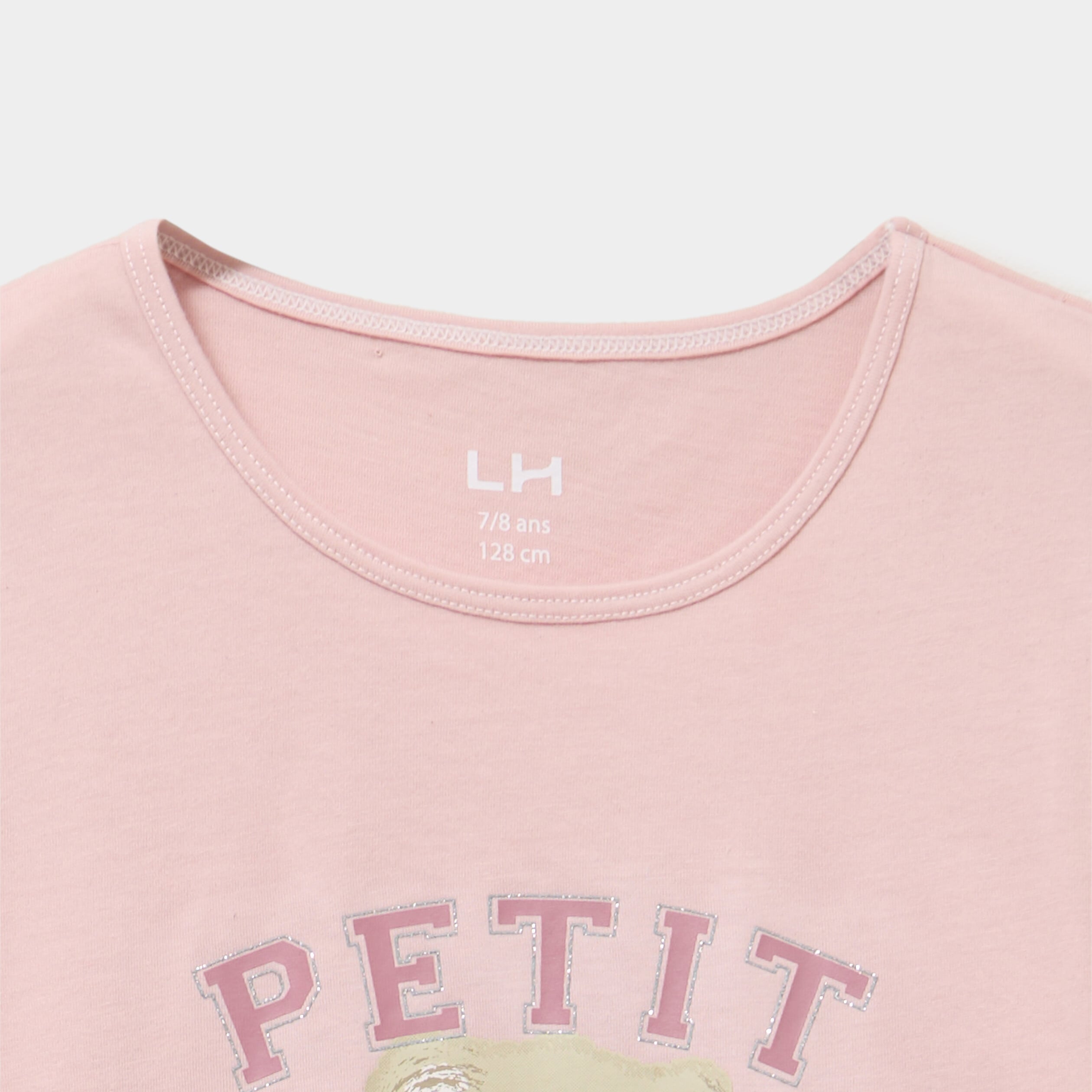 Ensemble pyjama pantalon et t-shirt rose clair fille