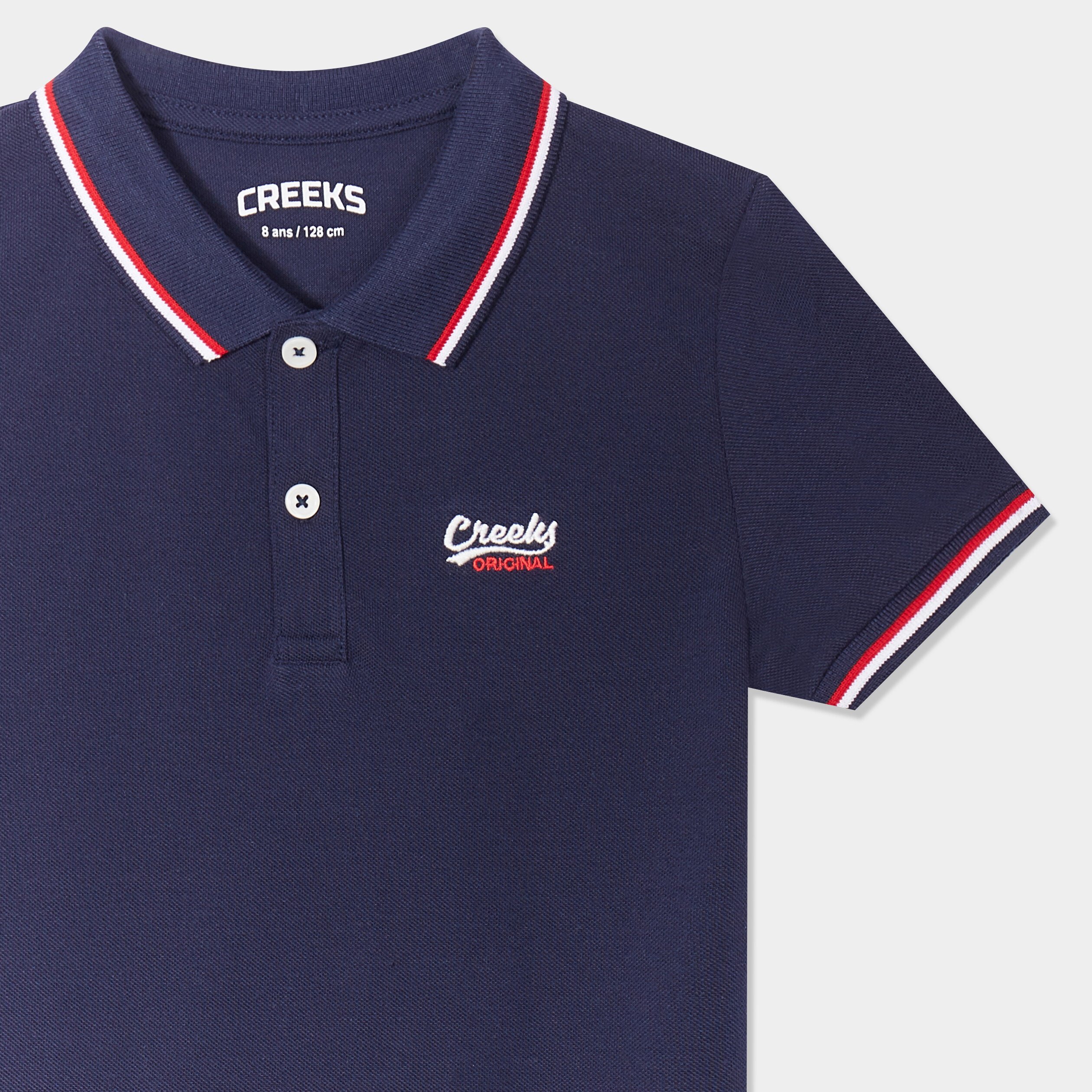polo manches courtes coton creeks bleu marine garcon Polo manches courtes coton Creeks bleu marine garçon