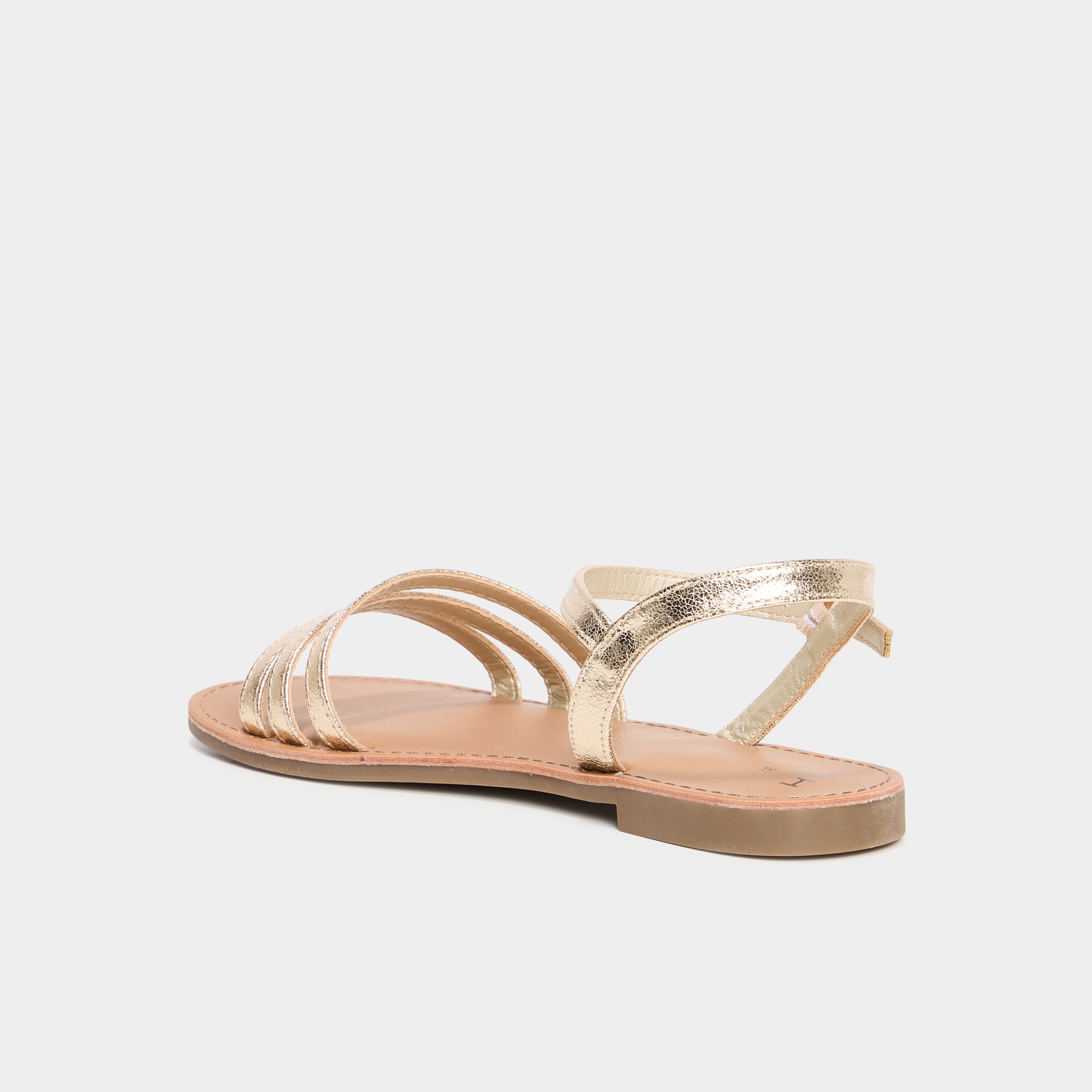 Sandales plates jaune or femme