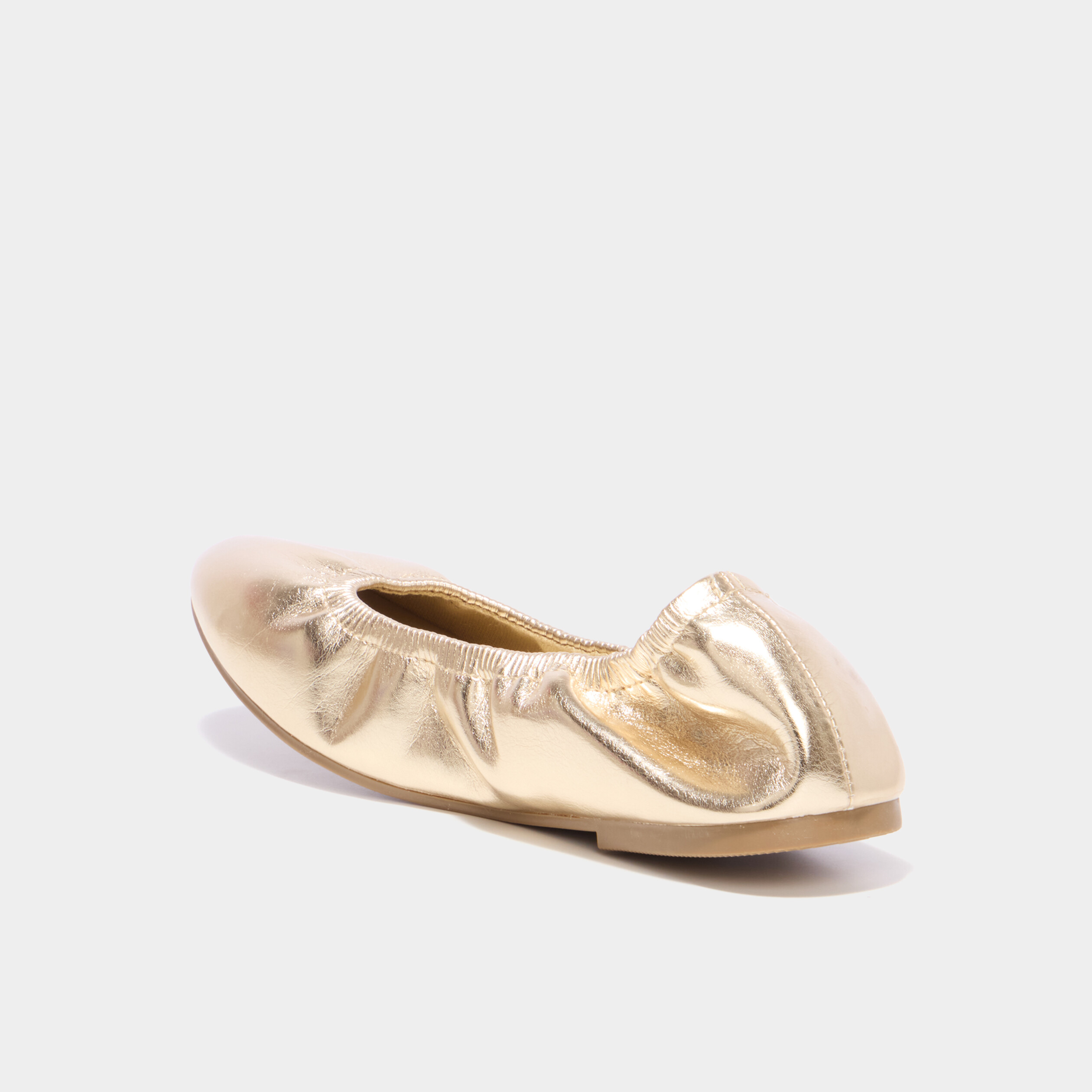 Ballerines &eacute;lastiqu&eacute;es &agrave; bout rond jaune or femme