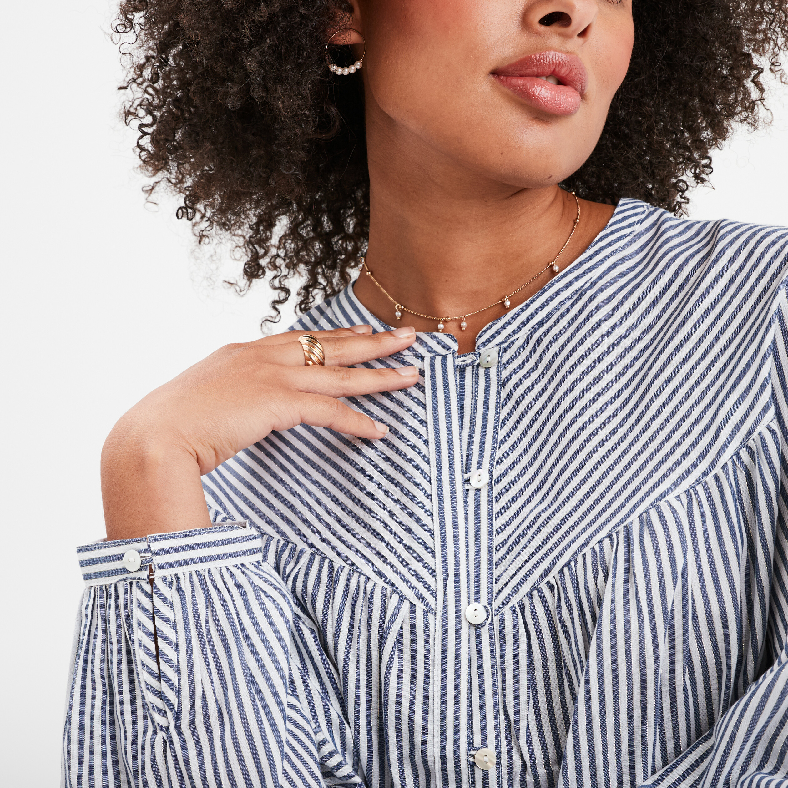 Chemise manches bouffantes coton Creeks blanc femme