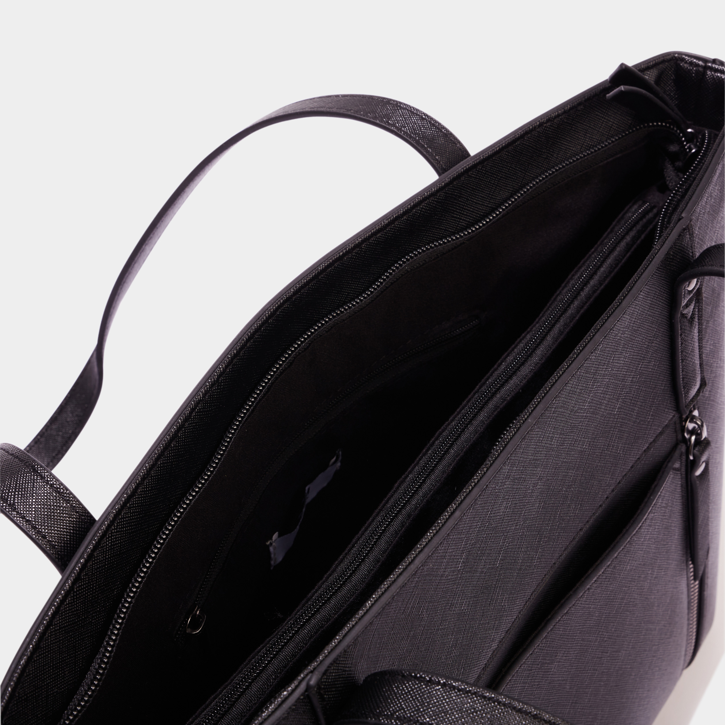 Sac shopper d&eacute;tails zipp&eacute;s noir femme