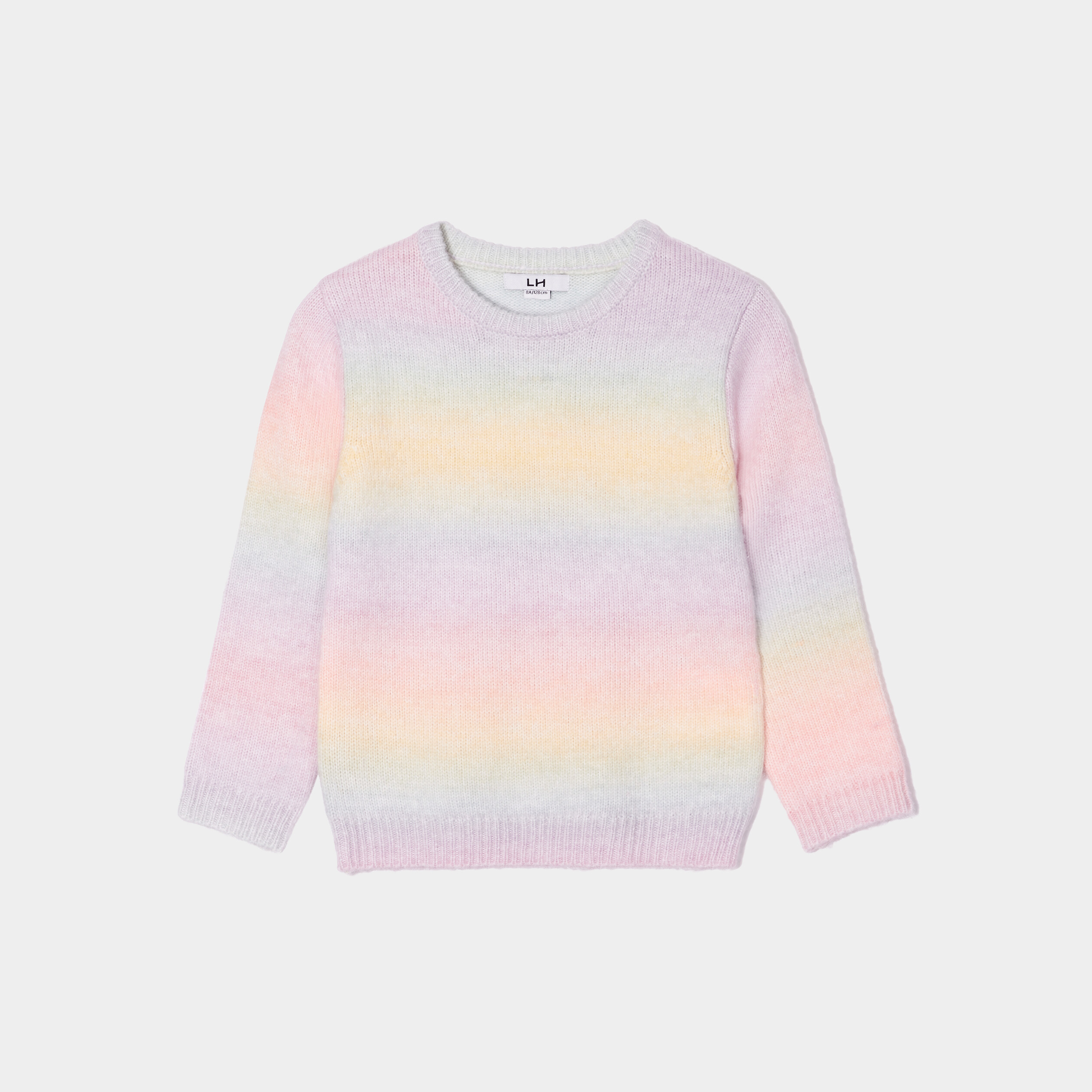 Pull col rond avec manches longues multicolore fille