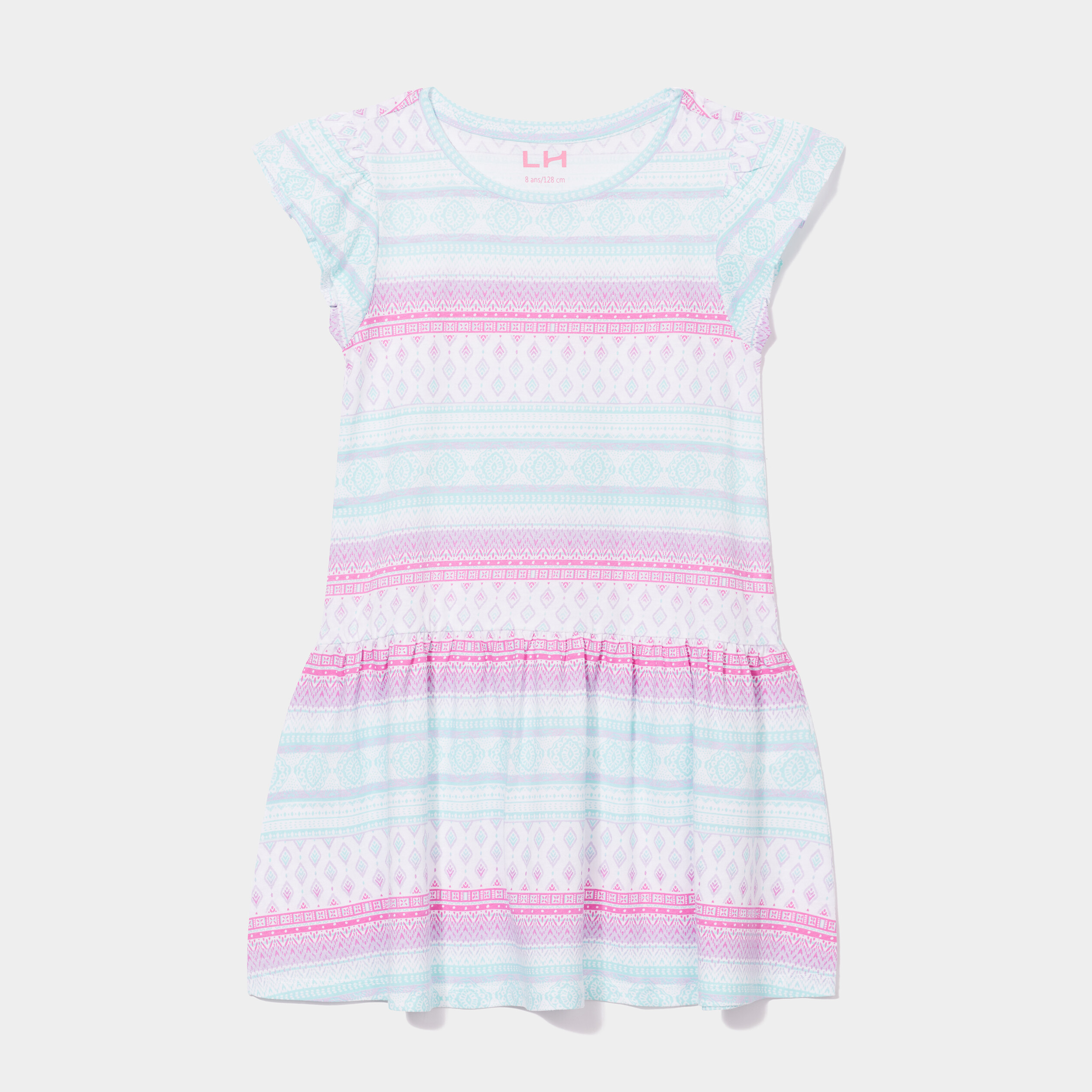 robe courte evasee a volants blanc fille Robe courte évasée à volants blanc fille