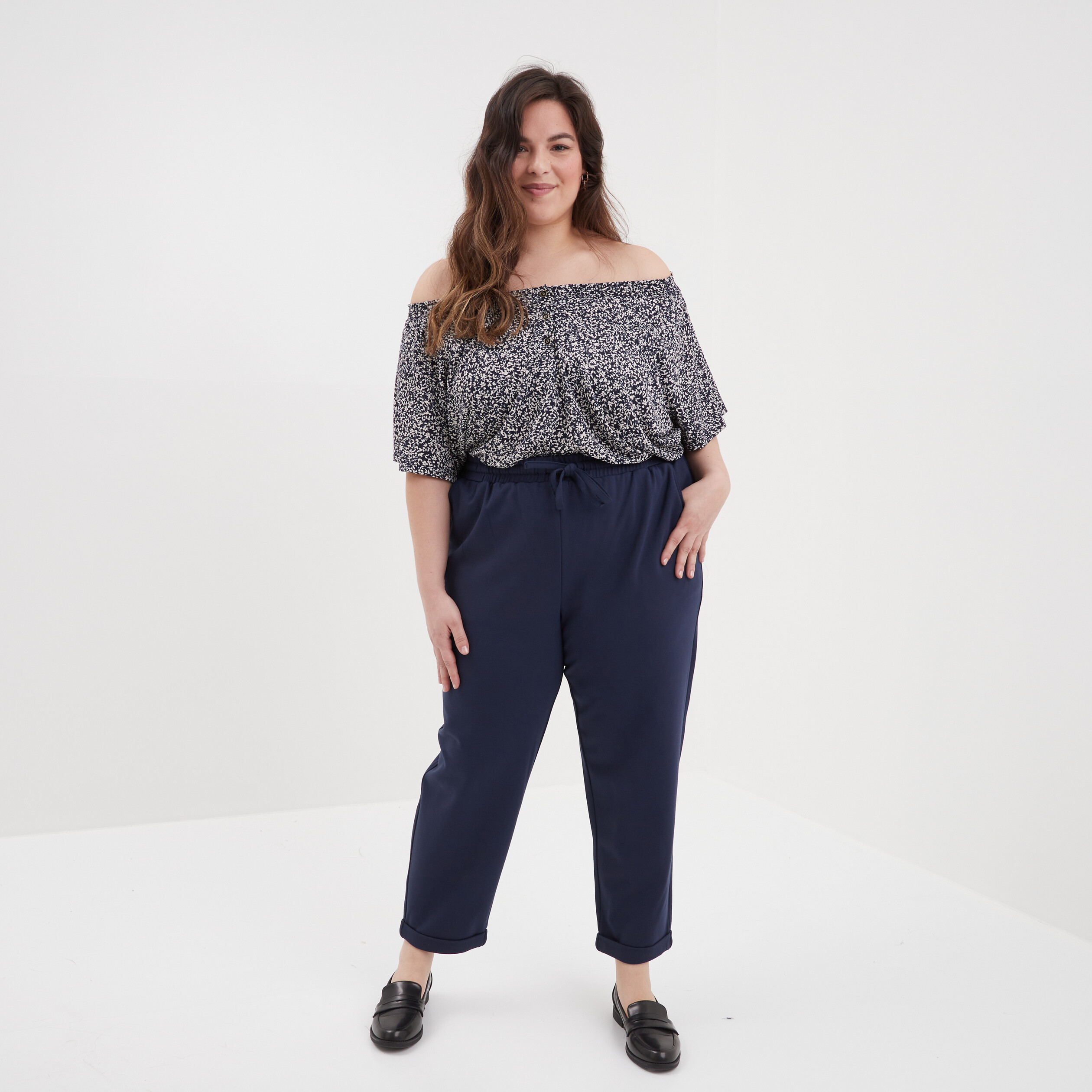 Tee shirt bleu top marine femme grande taille