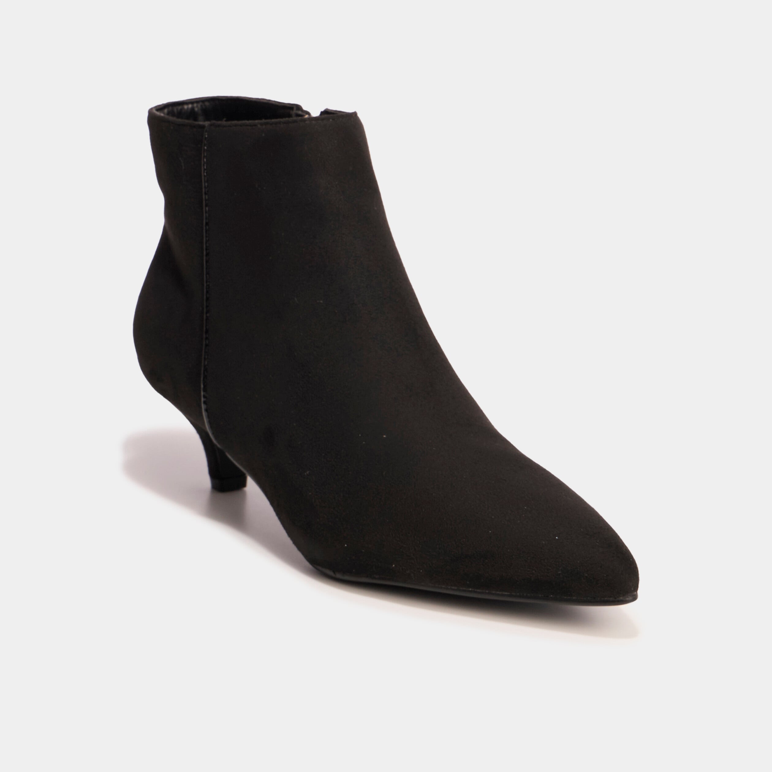 Boots effet su&eacute;dine kitten heels noir femme