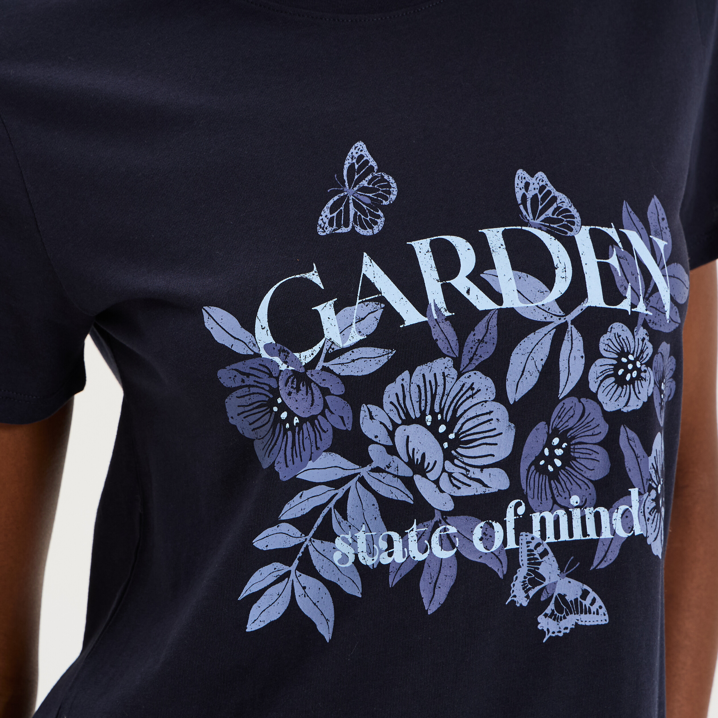 T-shirt ajust&eacute; manches courtes coton bleu marine femme