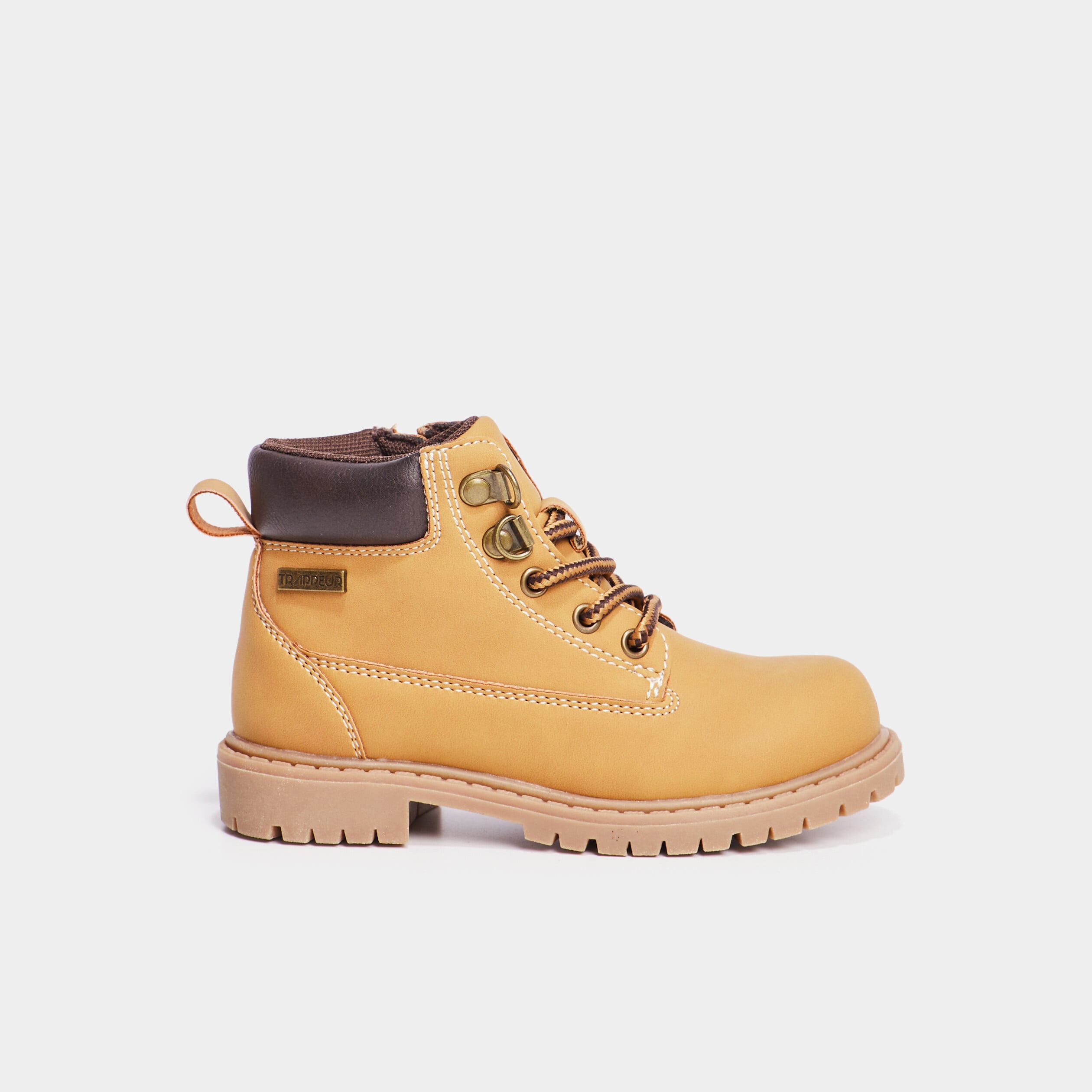 Boots crant&eacute;es zipp&eacute;es Trappeur jaune gar&ccedil;on