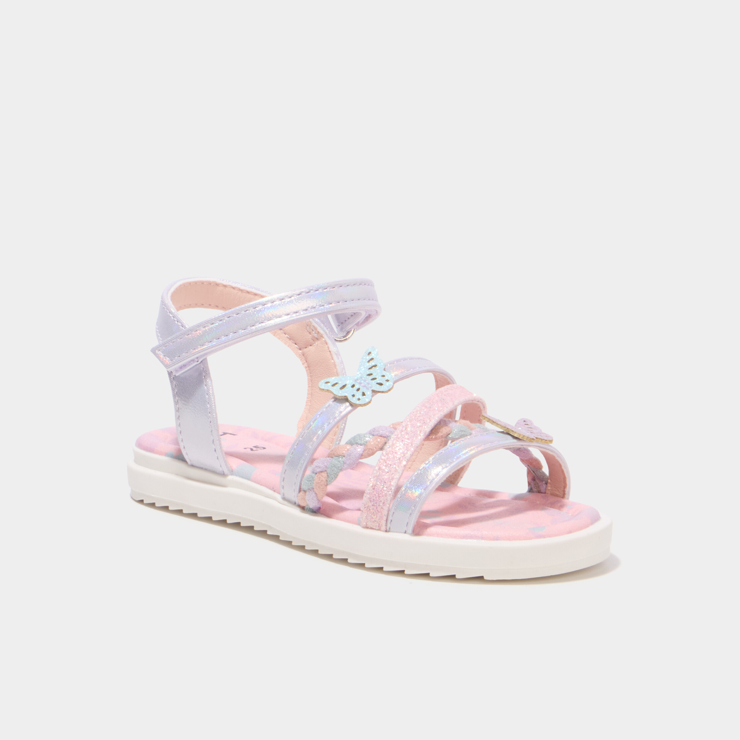 Sandales brides &agrave; scratch semelle souple multicolore fille