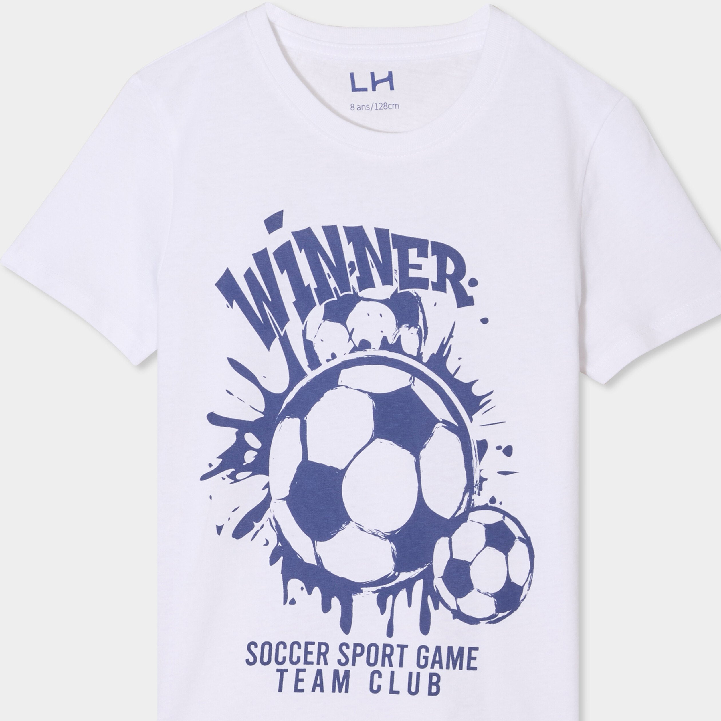 t shirt col rond manches courtes coton blanc garcon T-shirt col rond manches courtes coton blanc garçon