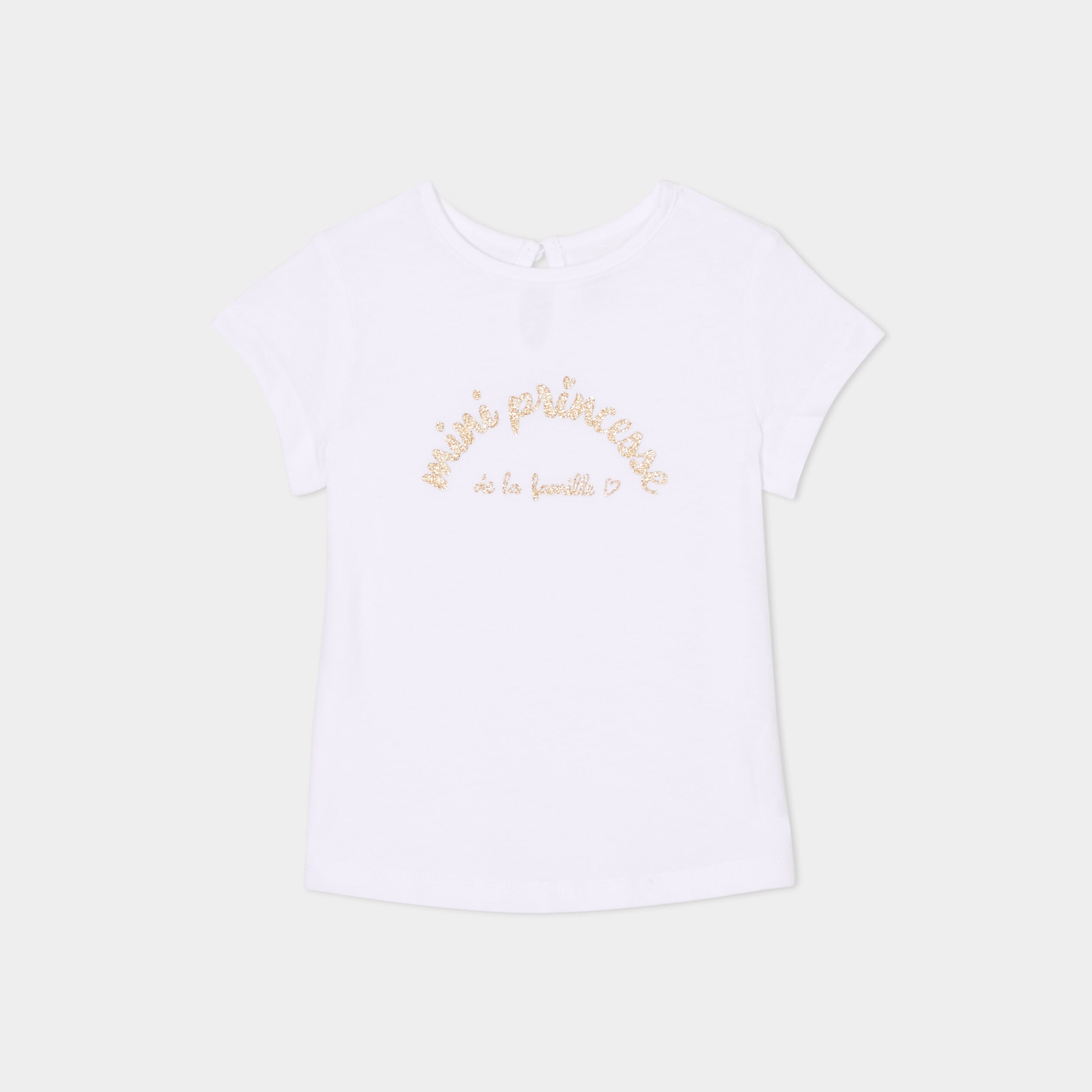 T-shirt manches courtes coton blanc b&eacute;b&eacute; fille